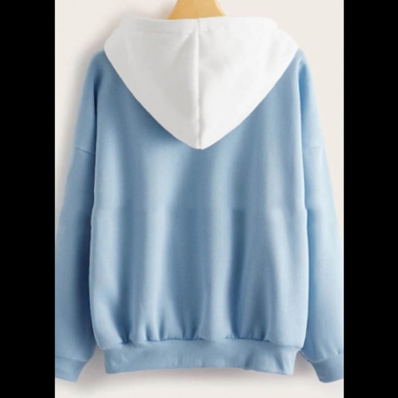 I’LL BE THERE FOR YOU Printed Colorblocked Hood Long Sleeve Oversized Hoodie, S - Picture 2 of 4